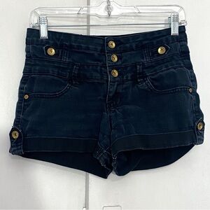 Refuge Black High Waist Women's Cotton Blend Denim Shorts 4